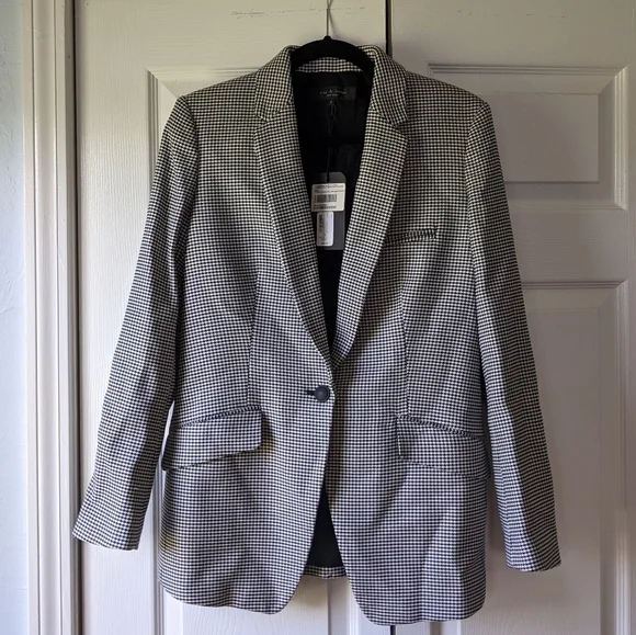Rag & Bone Houndstooth Women's Andre Blazer size 6 in Black and White NWT - Picture 2 of 9